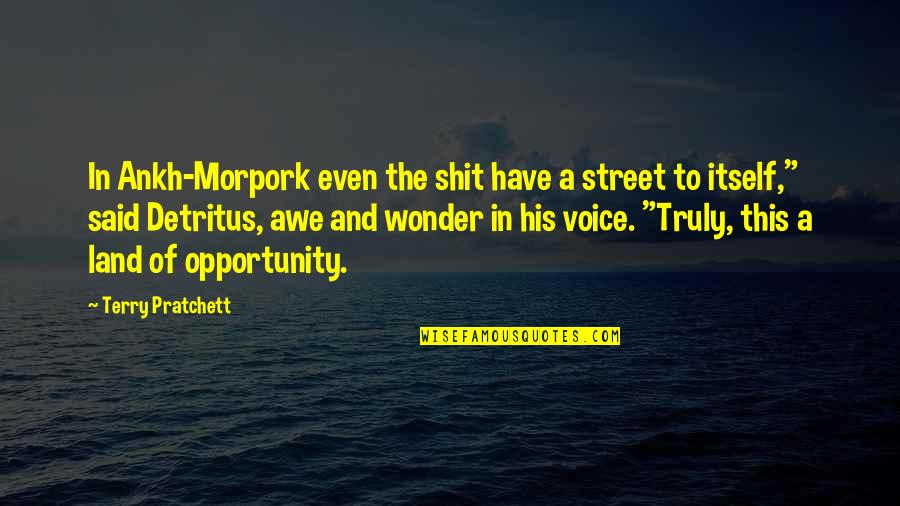 Morpork Quotes By Terry Pratchett: In Ankh-Morpork even the shit have a street Morpork Quotes By Terry Pratchett: In Ankh-Morpork even the shit have a street