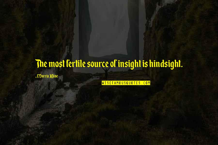 Morris Kline Quotes By Morris Kline: The most fertile source of insight is hindsight.