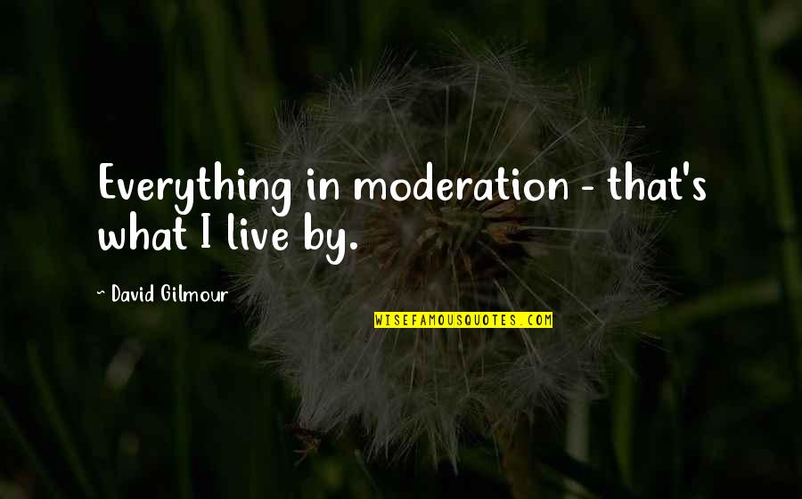 Morris Mengis Quotes By David Gilmour: Everything in moderation - that's what I live Morris Mengis Quotes By David Gilmour: Everything in moderation - that's what I live