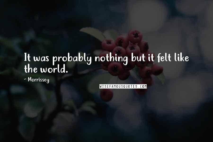 Morrissey quotes: It was probably nothing but it felt like the world.