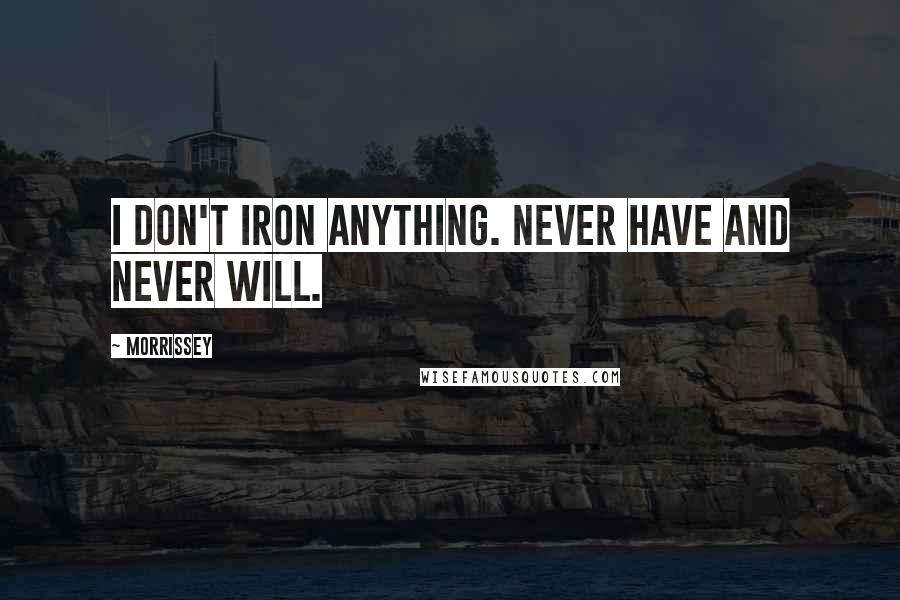 Morrissey quotes: I don't iron anything. Never have and never will.