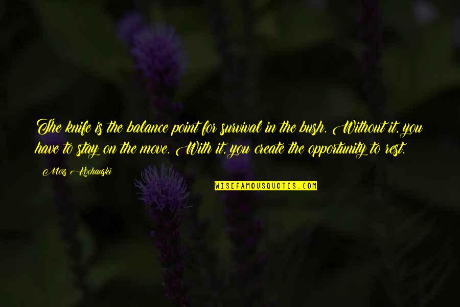 Mors Kochanski Quotes By Mors Kochanski: The knife is the balance point for survival Mors Kochanski Quotes By Mors Kochanski: The knife is the balance point for survival