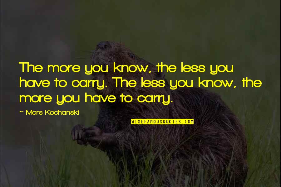 Mors Kochanski Quotes By Mors Kochanski: The more you know, the less you have Mors Kochanski Quotes By Mors Kochanski: The more you know, the less you have