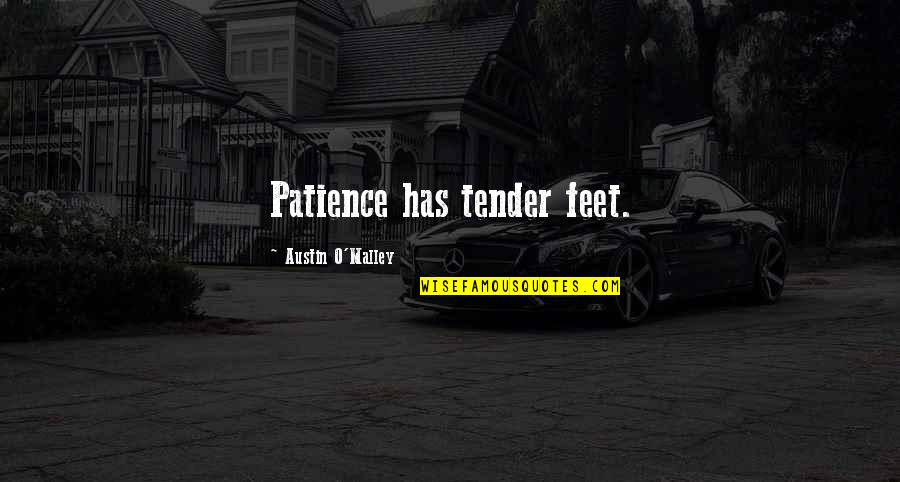 Morsons Guide Quotes By Austin O'Malley: Patience has tender feet.