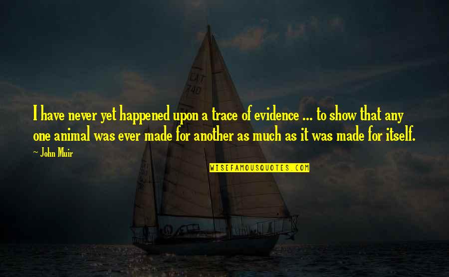 Mortati New Fairfield Quotes By John Muir: I have never yet happened upon a trace Mortati New Fairfield Quotes By John Muir: I have never yet happened upon a trace