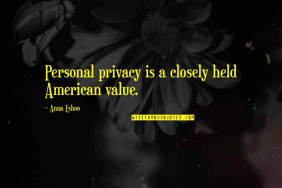 Morteous Quotes By Anna Eshoo: Personal privacy is a closely held American value.