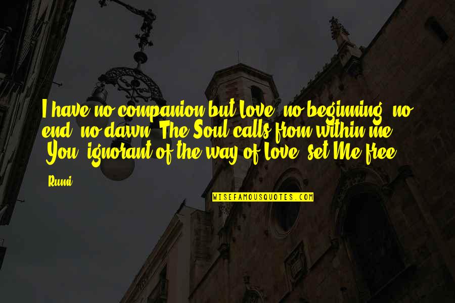 Mortised Astragal Quotes By Rumi: I have no companion but Love, no beginning,