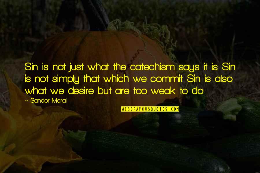 Mortmain Quotes By Sandor Marai: Sin is not just what the catechism says