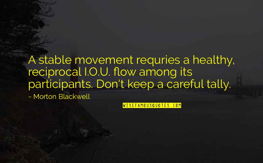 Morton Blackwell Quotes By Morton Blackwell: A stable movement requries a healthy, reciprocal I.O.U.