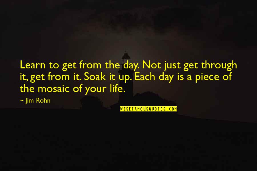 Mosaic Quotes By Jim Rohn: Learn to get from the day. Not just