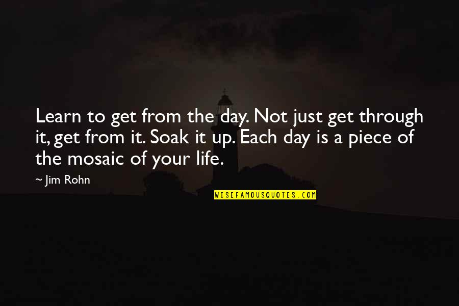 Mosaics Quotes By Jim Rohn: Learn to get from the day. Not just