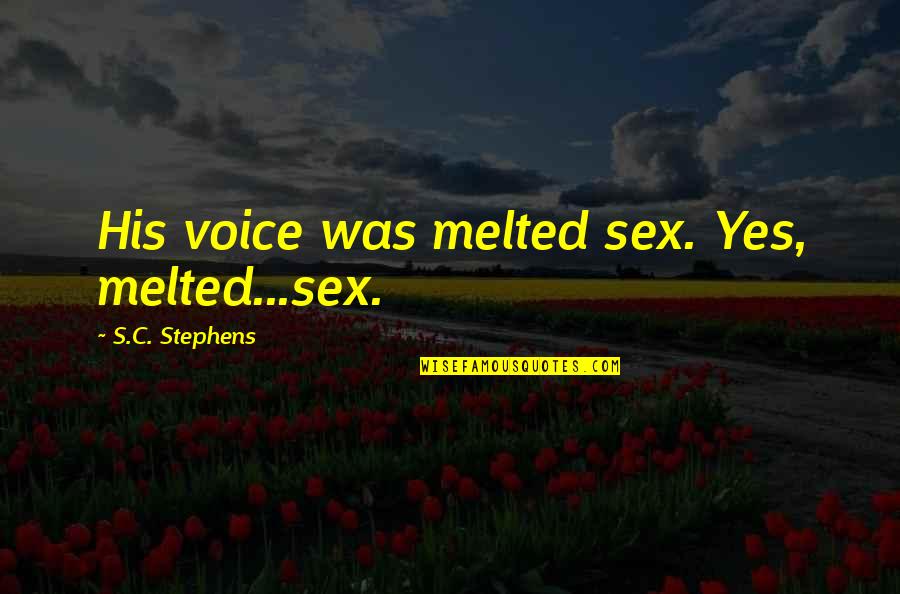 Mosebach Electric Quotes By S.C. Stephens: His voice was melted sex. Yes, melted...sex.