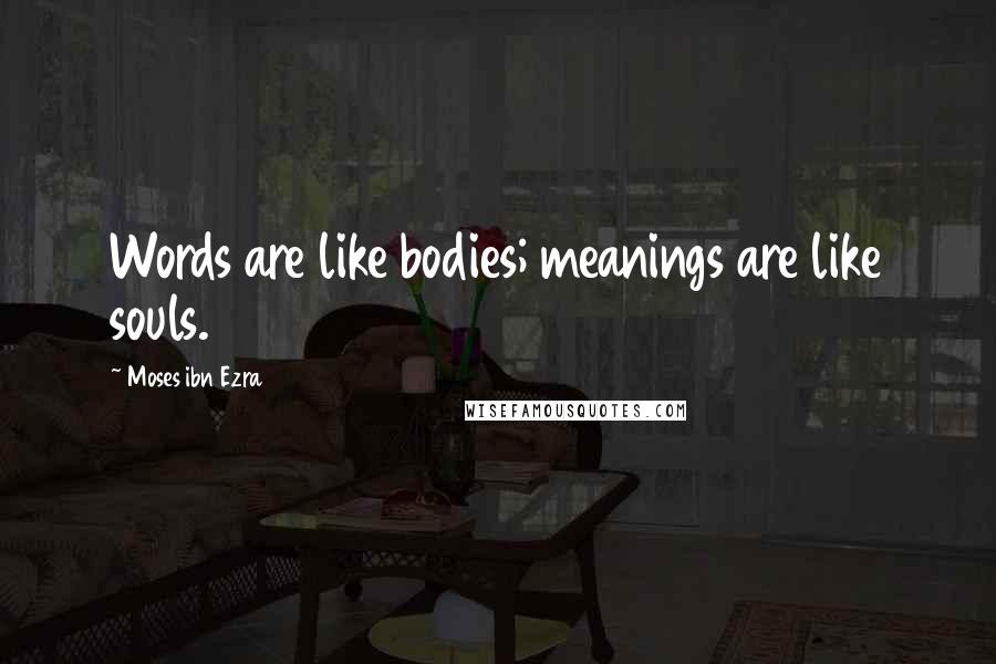 Moses Ibn Ezra quotes: Words are like bodies; meanings are like souls.