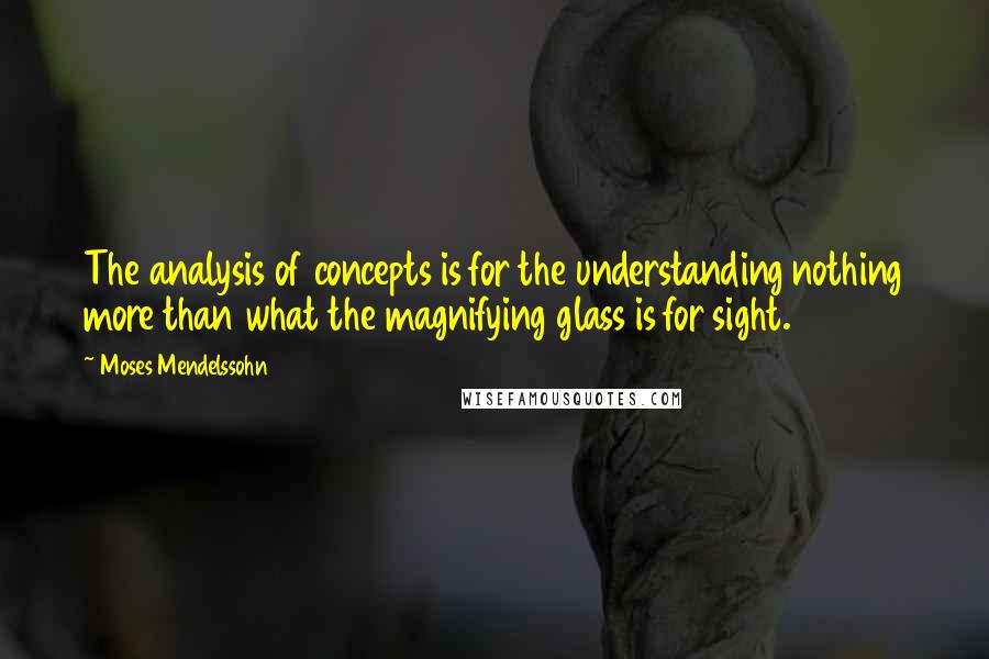 Moses Mendelssohn quotes: The analysis of concepts is for the understanding nothing more than what the magnifying glass is for sight.