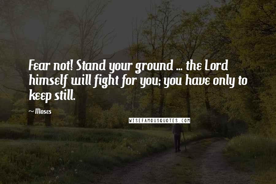 Moses quotes: Fear not! Stand your ground ... the Lord himself will fight for you; you have only to keep still.