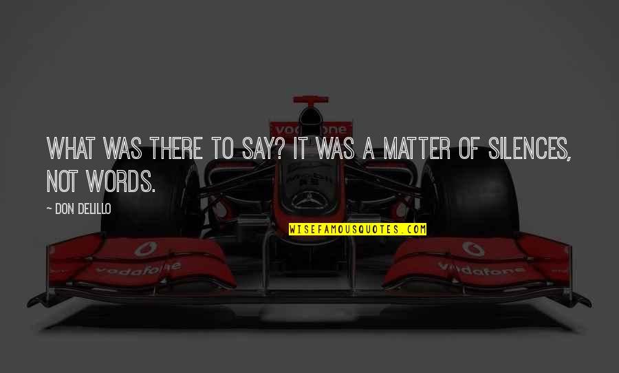 Mosessong Quotes By Don DeLillo: What was there to say? It was a