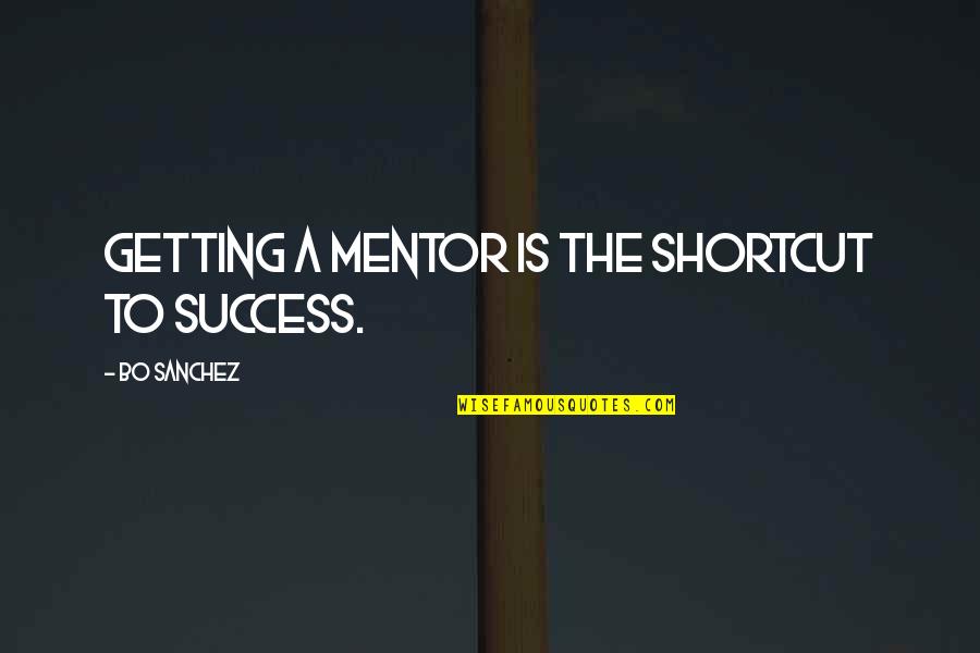 Moshum's Quotes By Bo Sanchez: Getting a mentor is the shortcut to success.