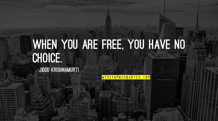 Moskos Nationality Quotes By Jiddu Krishnamurti: When you are free, you have no choice.