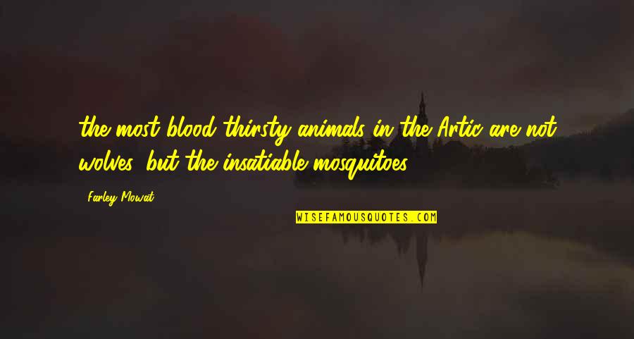 Mosquitoes Quotes By Farley Mowat: the most blood thirsty animals in the Artic
