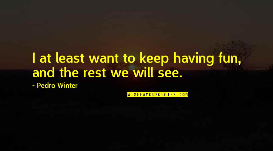 Mosquitoland Movie Quotes By Pedro Winter: I at least want to keep having fun,
