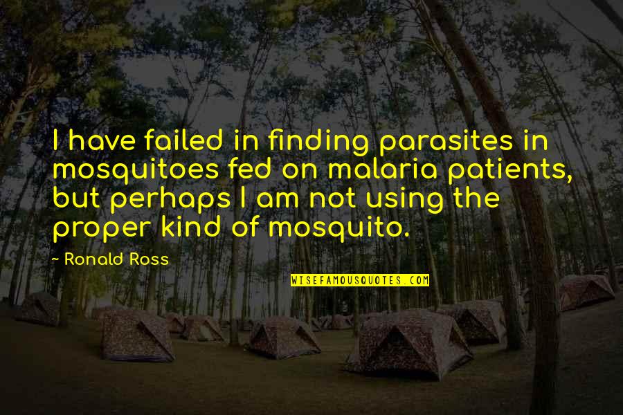 Mosquito's Quotes By Ronald Ross: I have failed in finding parasites in mosquitoes Mosquito's Quotes By Ronald Ross: I have failed in finding parasites in mosquitoes