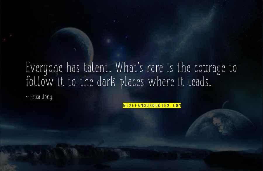 Most Amazing Couple Quotes By Erica Jong: Everyone has talent. What's rare is the courage