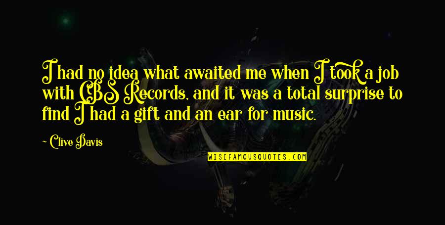 Most Awaited Gift Quotes By Clive Davis: I had no idea what awaited me when