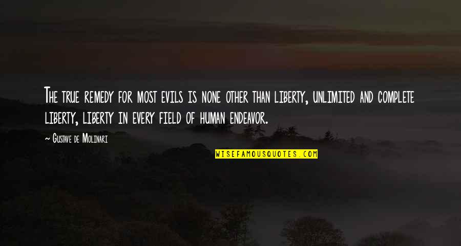 Most Evil Quotes By Gustave De Molinari: The true remedy for most evils is none
