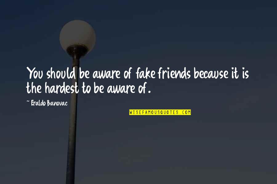 Most Fake Friends Quotes By Eraldo Banovac: You should be aware of fake friends because