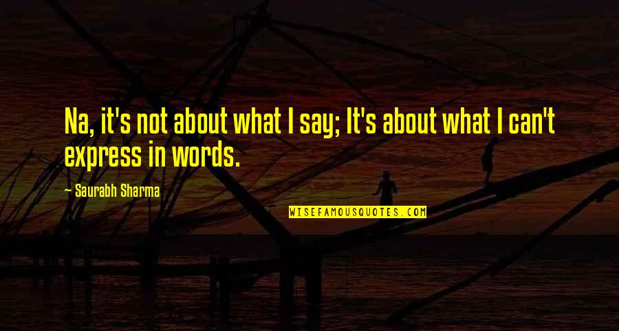 Most Famous Social Work Quotes By Saurabh Sharma: Na, it's not about what I say; It's