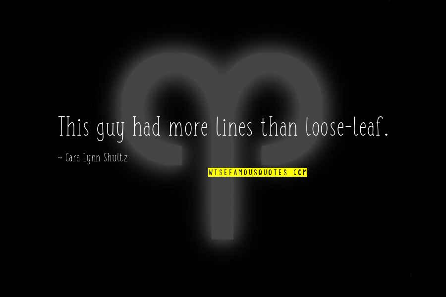 Most Humorous Quotes By Cara Lynn Shultz: This guy had more lines than loose-leaf.