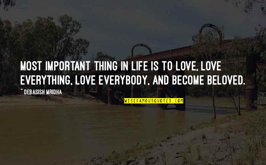 Most Important Love Quotes By Debasish Mridha: Most important thing in life is to love,