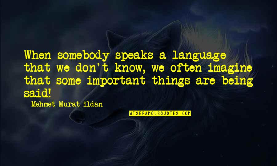 Most Important Things To Know Quotes By Mehmet Murat Ildan: When somebody speaks a language that we don't