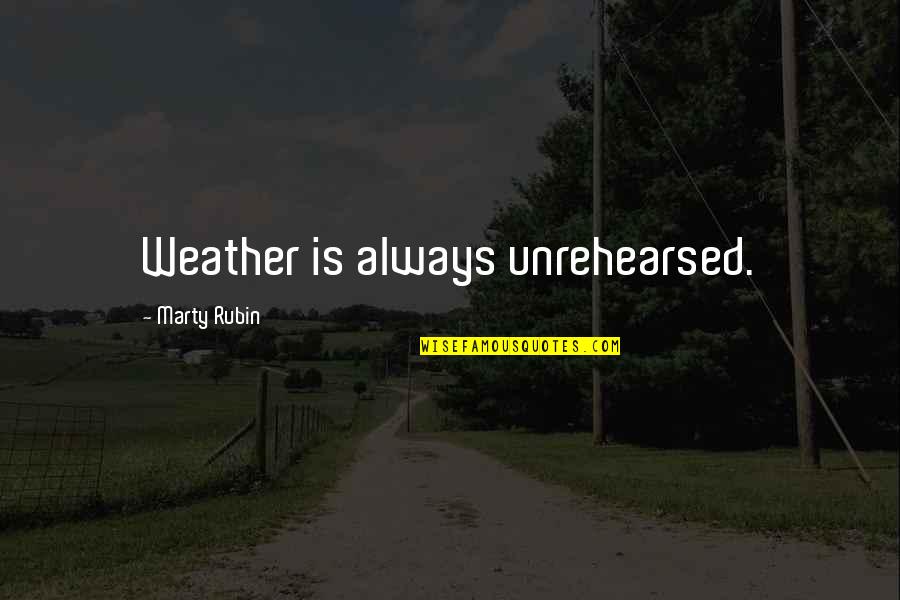 Most Inspirational Basketball Quotes By Marty Rubin: Weather is always unrehearsed.