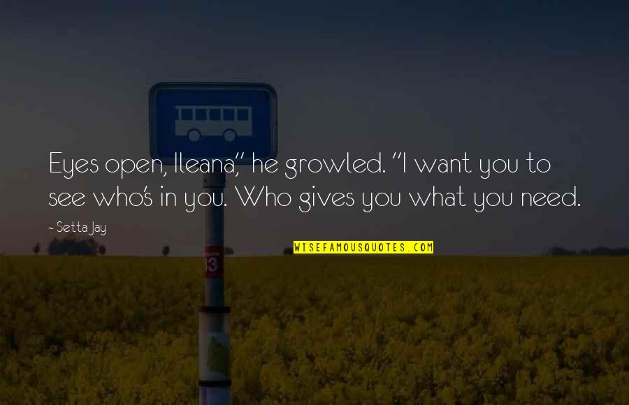 Most Kickass Quotes By Setta Jay: Eyes open, Ileana," he growled. "I want you