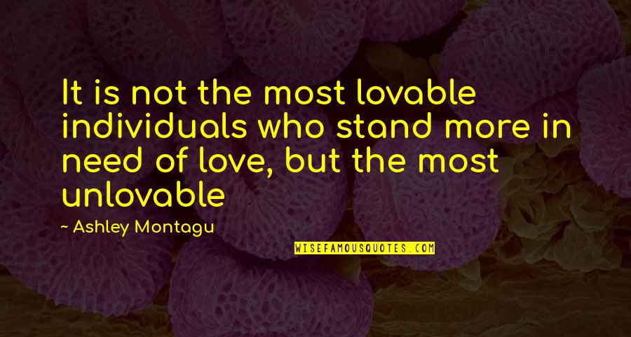 Most Lovable Love Quotes By Ashley Montagu: It is not the most lovable individuals who