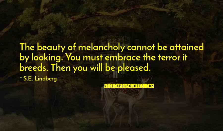 Most Melancholy Quotes By S.E. Lindberg: The beauty of melancholy cannot be attained by