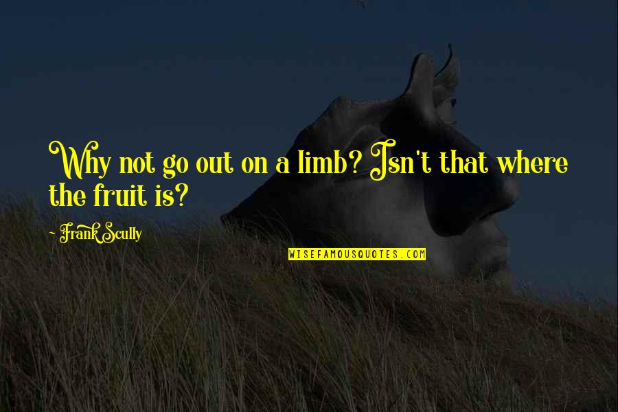 Most Misattributed Quotes By Frank Scully: Why not go out on a limb? Isn't