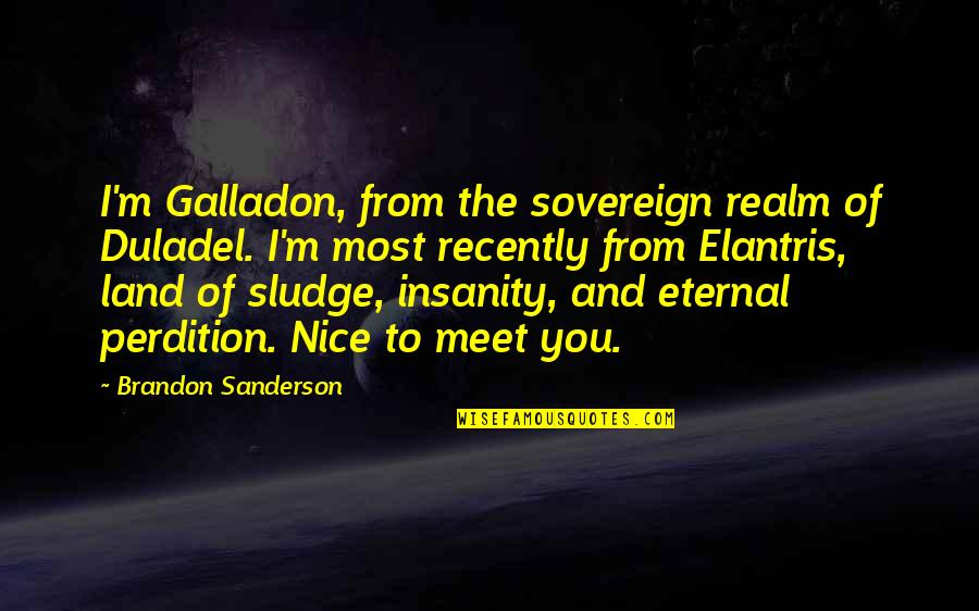 Most Nice Quotes By Brandon Sanderson: I'm Galladon, from the sovereign realm of Duladel.