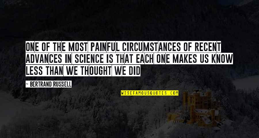 Most Recent Quotes By Bertrand Russell: One of the most painful circumstances of recent