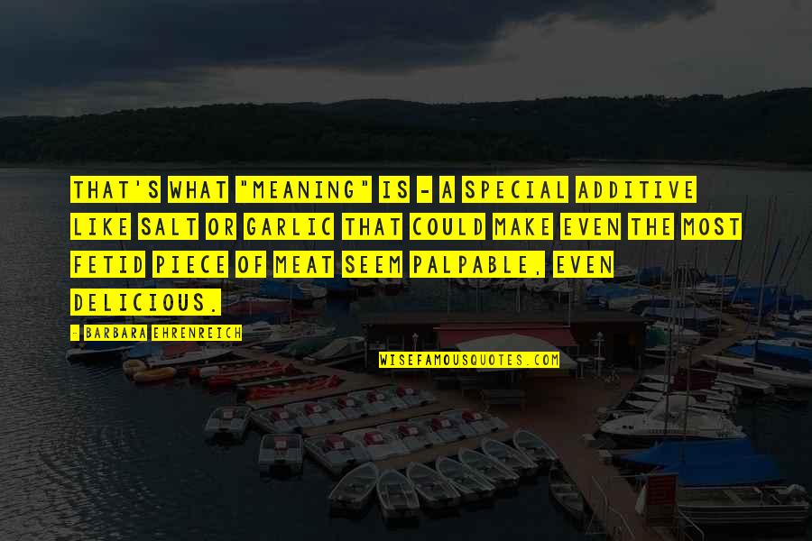 Most Special Quotes By Barbara Ehrenreich: That's what "meaning" is - a special additive