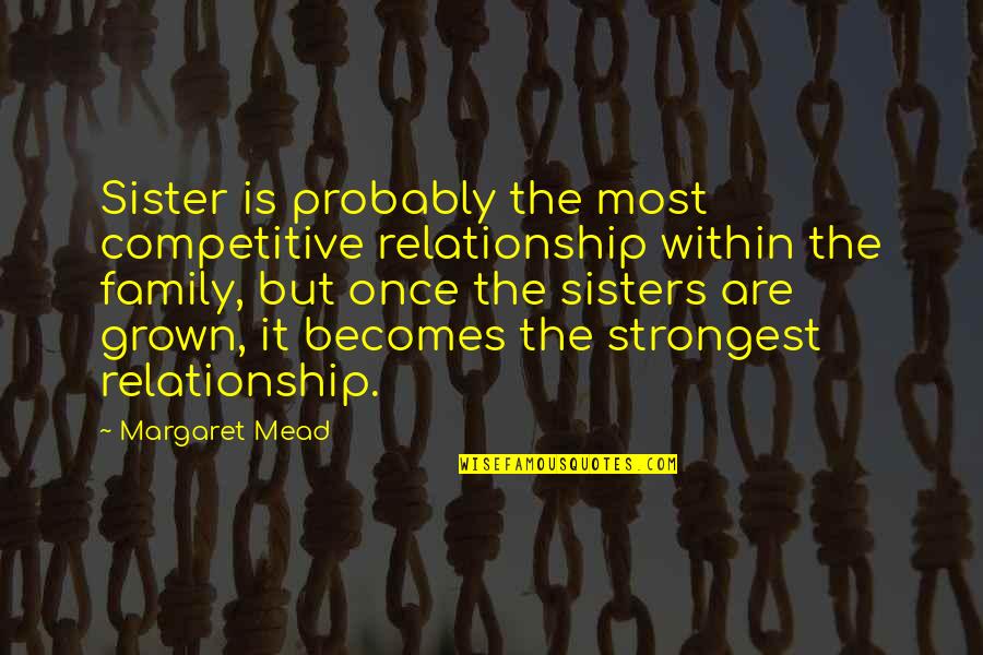 Most Strongest Quotes By Margaret Mead: Sister is probably the most competitive relationship within