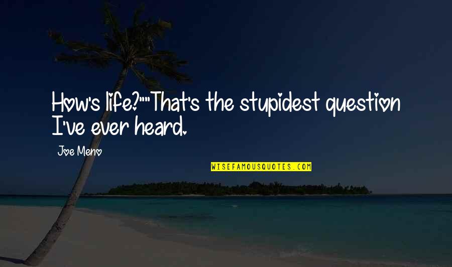 Most Stupidest Quotes By Joe Meno: How's life?""That's the stupidest question I've ever heard.