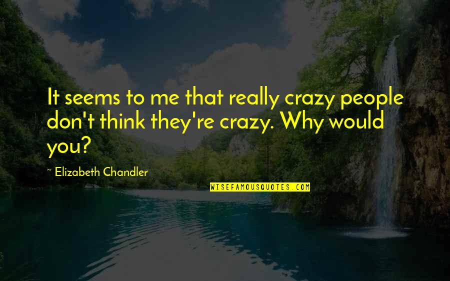 Most Thought Provoking Quotes By Elizabeth Chandler: It seems to me that really crazy people
