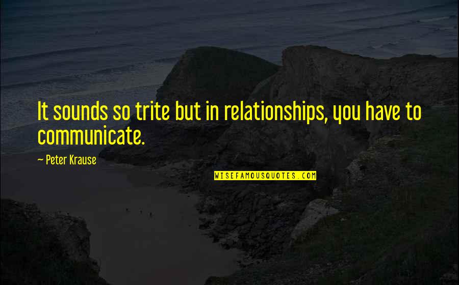 Most Trite Quotes By Peter Krause: It sounds so trite but in relationships, you