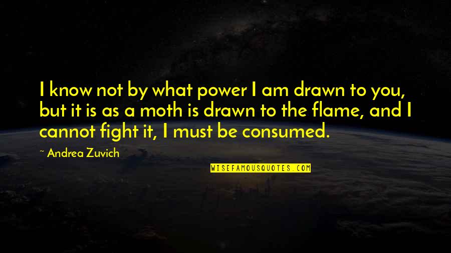 Moth To A Flame Quotes By Andrea Zuvich: I know not by what power I am