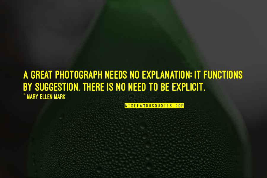 Mother By Choice Quotes By Mary Ellen Mark: A great photograph needs no explanation; it functions