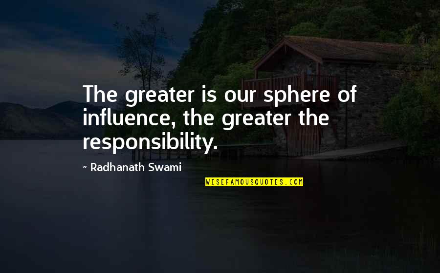 Mother Cabrini Quotes By Radhanath Swami: The greater is our sphere of influence, the