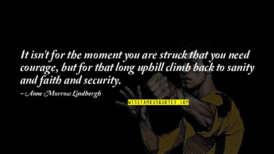 Mother Courage Quotes By Anne Morrow Lindbergh: It isn't for the moment you are struck