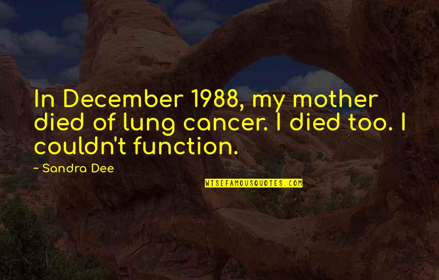 Mother Died Of Cancer Quotes By Sandra Dee: In December 1988, my mother died of lung